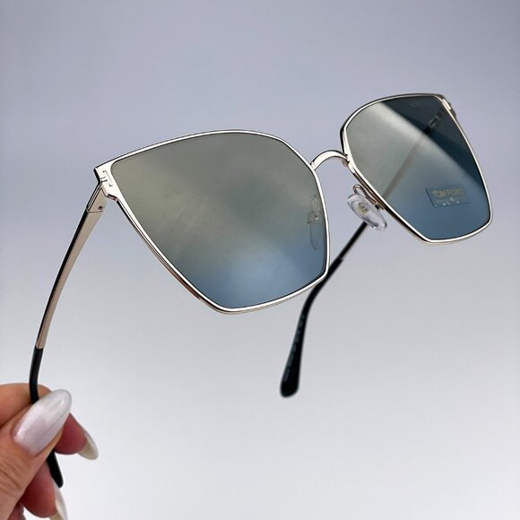 Tom Ford FT0653/S 28V Sunglasses Gold Rose Blue Mirrored Metal Cat Eye Women main image 9